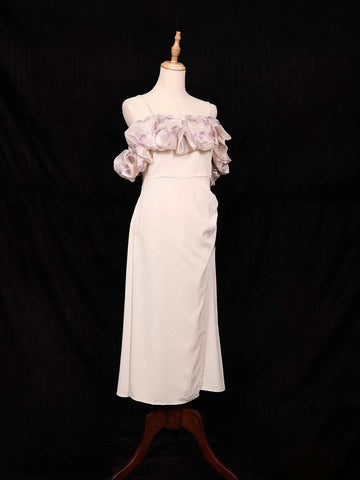 Ivory Frock Adorned with Plain and Ruffled Design - Diadem