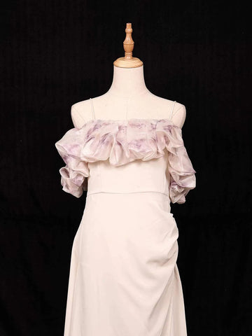 Ivory Frock Adorned with Plain and Ruffled Design - Diadem