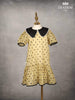 Light Yellow Organza Frock Adorned with Polka Dot Print - Diadem