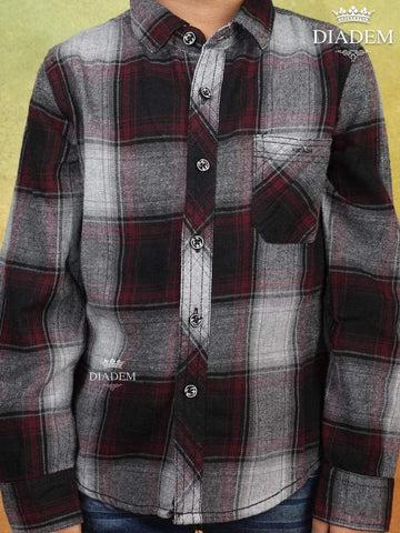 Black and White Checked Full Sleeve Cotton Shirt - Diadem