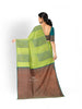 Green Silk Saree with Floral Design on the Body and without Border - Diadem