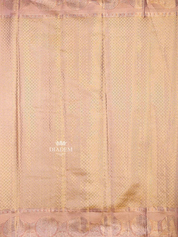 Brown Pure Kanchipuram Bridal Silk Saree with Floral Motif on the body and Contrast Zari Border - Diadem
