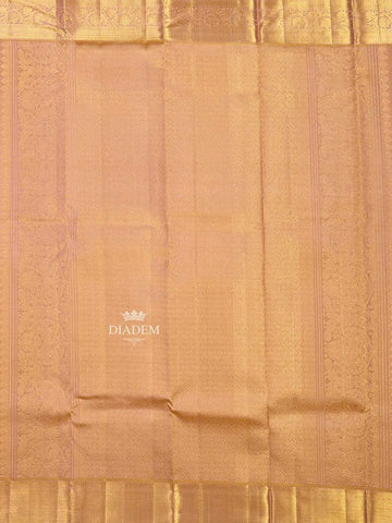 Pink Pure Kanchipuram Bridal Silk Saree with Checks on the body and Contrast Zari Border - Diadem