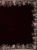 Dark Red Floral Embroidered Velvet Designer Saree - Diadem