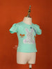 Aqua Blue Cotton Half Sleeve Embroidered T-Shirt for Girls - Diadem