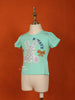 Aqua Blue Cotton Half Sleeve Embroidered T-Shirt for Girls - Diadem