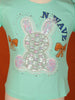 Aqua Blue Cotton Half Sleeve Embroidered T-Shirt for Girls - Diadem