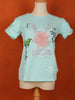 Light Blue Cotton Half Sleeve T-Shirt for Girls - Diadem