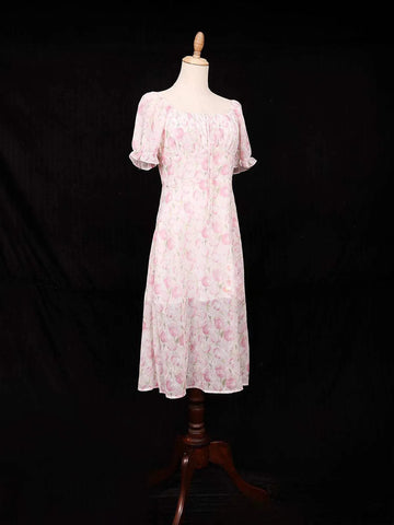 Light Pink Frock Adorned with Flower Designs - Diadem