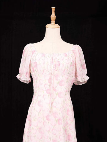 Light Pink Frock Adorned with Flower Designs - Diadem