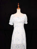 White Frock Embellished with Floral Designs - Diadem