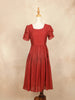 Red with Stripes Pattern and Short Sleeves Gown - Diadem