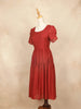 Red with Stripes Pattern and Short Sleeves Gown - Diadem