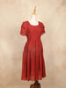 Red with Stripes Pattern and Short Sleeves Gown - Diadem