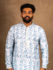Blue Kurta Set With Abstract Patterns, With Pant - Diadem