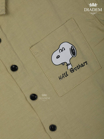 Olive Green Plain half Sleeve Cotton Shirt - Diadem