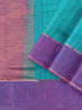 Blue Green Dual Tone Pure Kanchi Pattu Saree with Stripes on the body and Contrast Zari Border - Diadem