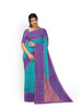 Blue Green Dual Tone Pure Kanchi Pattu Saree with Stripes on the body and Contrast Zari Border - Diadem