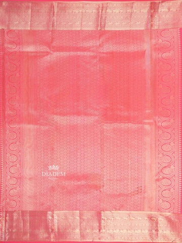 Yellow Pure Kanchipuram Bridal Silk Saree with Floral Motif on the body and Contrast Zari Border - Diadem