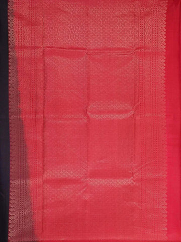 Black Pure Kanchipuram Bridal Silk Saree with Peacock Motifs on the Body and without Border - Diadem