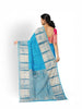 Blue Pure Kanchipuram Bridal Silk Saree with Dotted Stripes on the body and Zari Border - Diadem