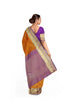 Mustard Pure Kanchi Pattu Saree with Paisley Motif on the body and Contrast Zari Border - Diadem