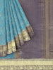 Blue Pure Kanchipuram Saree with Zari Brocade on the body and Contrast Zari Border - Diadem
