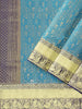 Blue Pure Kanchipuram Saree with Zari Brocade on the body and Contrast Zari Border - Diadem