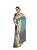 Blue Pure Kanchipuram Saree with Zari Brocade on the body and Contrast Zari Border - Diadem