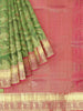 Parrot Green Pure Kanchipuram Silk Saree with Floral Motif on the body and Contrast Zari Border - Diadem
