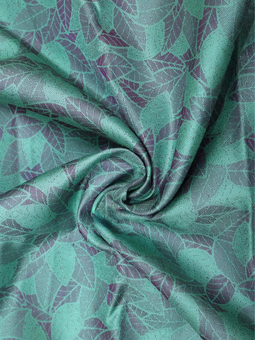 Turquoise Green Kanchipuram Bridal Silk Saree with Leaf Motifs - Diadem