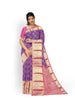 Violet Pure Kanchipuram Saree with Floral Design on the Body and Zari Border - Diadem
