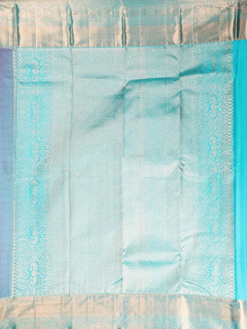 Red Pure Kanchipuram Bridal Silk Saree with Floral Design on the Body with Contrast Zari Border - Diadem