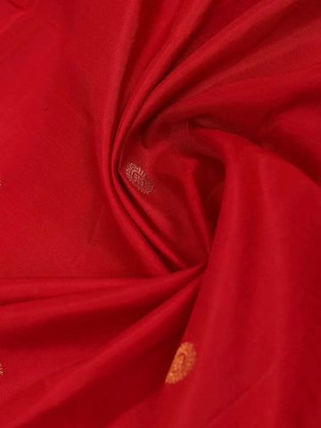 Red Pure Kanchipuram Bridal Silk Saree with Chakra Motif on the Body with Zari Border - Diadem