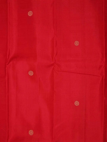 Red Pure Kanchipuram Bridal Silk Saree with Chakra Motif on the Body with Zari Border - Diadem
