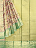 Gold with Mustard Dual Tone Pure Kanchipuram Bridal Silk Saree with Floral Motif on the body and Contrast Zari Border - Diadem