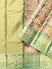 Gold with Mustard Dual Tone Pure Kanchipuram Bridal Silk Saree with Floral Motif on the body and Contrast Zari Border - Diadem