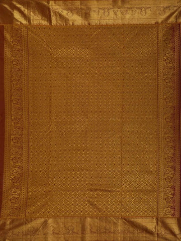 Maroon Pure Kanchipuram Bridal Silk Saree with Paisley and Floral Jacquard on the Body with Designed Border - Diadem