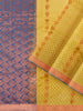 Yellow Silk Saree with Floral Motif on the Body and Contrast Zari Border - Diadem