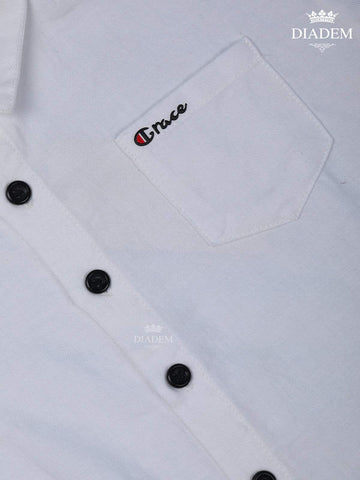 White Plain half Sleeve Cotton Shirt - Diadem