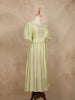 Pista Green with Ruffled and Stripes Pattern Gown - Diadem