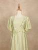 Pista Green with Ruffled and Stripes Pattern Gown - Diadem