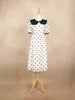 Off White Frock with Dotted Print and Peter Pan Neck - Diadem