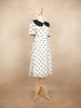 Off White Frock with Dotted Print and Peter Pan Neck - Diadem