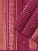 Burgundy Kanchipuram Bridal Silk Saree with Stripes & Paisley Design - Diadem