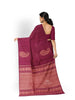 Burgundy Kanchipuram Bridal Silk Saree with Stripes & Paisley Design - Diadem