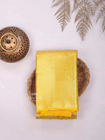 Sandal Pure Kanchipuram Bridal Silk Saree with Zari Brocade on the body and Zari Border - Diadem