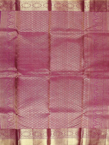 Blue Pure Kanchipuram Bridal Silk Saree with Floral Motif on the body and Contrast Zari Border - Diadem