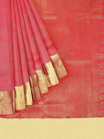 Pink Pure KanchipuramBridal Silk Saree with Zari Brocade on the body and Dense Zari Border - Diadem
