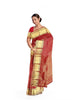 Red Pure Kanchipuram Bridal Silk Saree with Zari Brocade on the body and Dense Zari Border - Diadem